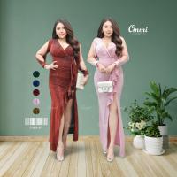 ราคา Ommishop ชุดราตรี 1116V-PS คอวีหน้าวีหลัง แขนยาวแต่งผ่าแขน ผ้า Glitter เดรสออกงาน ชุดงานแต่ง เพื่อนเจ้าสาว เดรสสาวอวบ (26111817806)