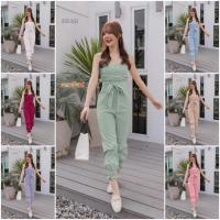 ราคา BS2953 จั้มสูท สายเดี่ยว เอวแต่งระบาย ช่วงปลายขาเย็บสม้อกจั้ม (43658714705)