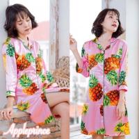 ราคา ชุดนอนเชิ้ตเดรสตัวยาวกระดุมหน้า แขนศอกสามส่วน (5029509236)