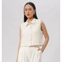 ราคา ใหม่พร้อม Tag EXECUTIVE Tweed Collared Vest Off White ไซส์ M (26441152186)