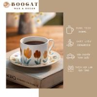 ราคา ชุดถ้วยชาและจานรองลายดอกทิวลิปวินเทจ 250มล - ถ้วยชาถ้วยกาแฟถ้วยเซรามิกย้อนยุคหรูหรา-ของขวัญคริสต์มาส (48356110513)