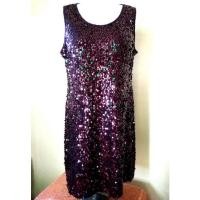 ราคา Dress สีม่วงเปลือกมังคุด เลื่อมสีม่วง ทรงปล่อย Size L (15288752829)