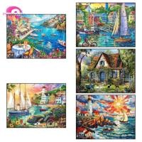 ราคา Pl ทิวทัศน์Coastal 5D DIY เพชรทาสีคริสตัลรอบฝังเพชรชุดเพชรน้ําเพชรภาพวาดตกแต่งบ้าน 30x40 ซม. (27423692106)