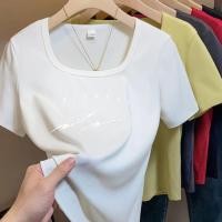 ราคา เสื้อยืดคอกลม เสื้อใส่ให้ดูผอม ดูบางลง เสื้อผ้าคนอ้วนไซซ์ใหญ่ เสื้อทํางานผู้หญิง เสื้อยืดผู้หญิงทรงสลิม ชุดคนอ้วน (29016843545)