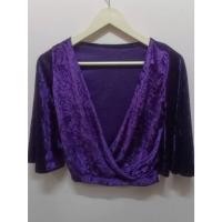 ราคา ถ581(ข52.1)ส3เสื้อคอวีงานผ้ากำมะหยี่สีม่วงใส่ออกงานปาร์ตี้แต่งงานไขว้สุดเซ็กซี่แขนแต่งปลายบาน รอบเอว:" รอบอก:32" สะโพ (26923658659)