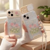 ราคา เคสลายดอกทิวลิปพร้อมโซ่หัวใจสีขาว สําหรับ iPhone 11/12/13/14/15 Pro Max ลายเปลือกกระดาษ (40629140293)