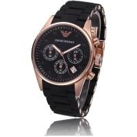 ราคา EMPORIO ARMANI นาฬิกาข้อมือผู้หญิง รุ่น AR5906 Sportivo Chronograph Black Dial - Black Silicone (19719509742)