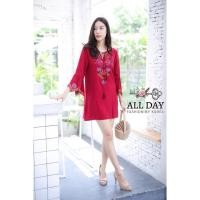 ราคา เสื้อผ้าแฟชั่นสไตล์เกาหลี ชุดเดรสสั้น Dress ชุดเดรสสวยเพรียวสุดชิค Free Size สีแดงเข้มพร้อมส่ง สวยเหมือนแบบ (1247642200)