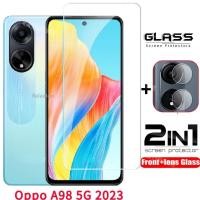 ราคา 2in1 ฟิล์มกระจกนิรภัยกันรอยหน้าจอ เต็มจอ สําหรับ Oppo A38 A98 A78 A58 A18 4G 5G OppoA98 OPPOA58 OPPOA78 OPPOA38 (22667699741)