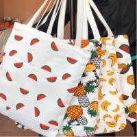 ราคา โล๊ะเคลียร์สต๊อก!!!!กระเป๋าผ้าแคนวาส สีขาวลายผลไม้ ราคาพิเศษ หมดแล้วหมดเลย (4904558203)