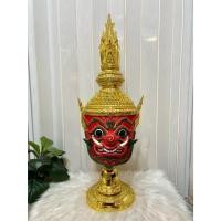 ราคา หัวโขน แสงอาทิตย์ ขนาดสวมแสดง งานกระดาษ ปิดทองเค ประดับเพชรคริสตัล พร้อมฐานไม้อัดสีแดงฟรี ของตกแต่งบ้าน khon mask (51500233570)