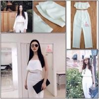 ราคา เสื้อผ้างานป้าย : เสื้อเกาะอก+กางเกง เสื้อเกาะอกดีเทลเเต่งระบายช่วงอกเล็กน้อย มีให้เลือกถึง 6 สี (5617839916)