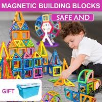 ราคา 60ชิ้น/148ชิ้นแผ่นแม่เหล็กอาคารบล็อกเด็กแม่เหล็กของเล่นที่มีกล่องเก็บอาคารบล็อก (28875702581)