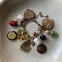 ราคา กำไลวินเทจ แต่งชาร์มไม้+กังไสสีชมพู (ข้อมือตั้งแต่15cmขึ้นไป) (46552364219)