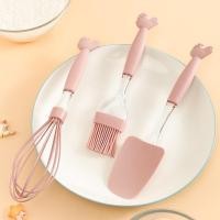 ราคา ชุดเซ็ตหัวไก่ ตะหลิว ที่ตีไข่ แปรงทาเนย สีชมพู ชุดเซ็ตแปรงทาเนยซิลิโคน สีชมพู (12665716323)