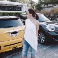 ราคา เสื้อไหล่เฉียงสีขาวว (6100177467)