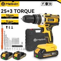 ราคา MELLWIN 25 + 3 แรงบิดสว่านกระแทกไฟฟ้าชุดอเนกประสงค์ไร้สายไขควงไฟฟ้าเครื่องมือสําหรับ Makita 18V แบตเตอรี่ Pin (42176548640)