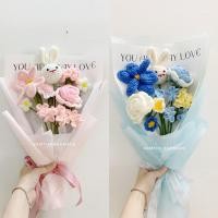 ราคา ช่อถักกระต่าย ลาพิส ลาซูลี สีชมพู ผสมดอกไม้หลายแบบ (50904829452)