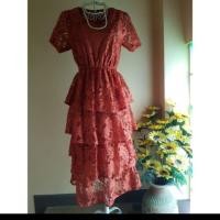 ราคา เดรสลูกไม้ สีส้มอิฐ (5801139196)