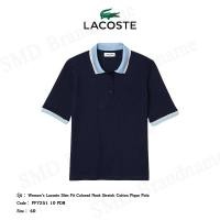 ราคา Lacoste เสื้อโปโลหญิง รุ่น Women’s Lacoste Slim Fit Colored Neck Stretch Cotton Pique Polo Code: PF7251 10 PD8 (22057122793)