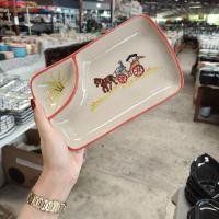 ราคา จานเปลพร้อมหลุมน้ำจิ้ม จานใส่ของทอดลายรถม้าลำปาง เซรามิคสามารถเข้าไมโครเวฟและเครื่องล้างจานได้ (41911713537)