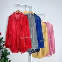 ราคา เสื้อกลิตเตอร์ เชิ้ตแขนยาวซีทรู บางเบาใส่สบายไม่คัน วิ้งๆทั้งตัว (25456310609)