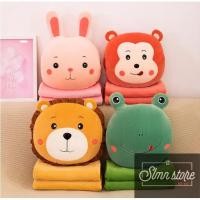 ราคา หมอนตุ๊กตาสัตว์ยัดไส้ 3 ใน 1 รูปลิงกบกระต่ายสิงโตชุดเครื่องนอนสํานักงานตุ๊กตาหมีพร้อมผ้าห่ม SD3-GMMAT (26140042817)