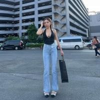 ราคา กางเกงยีนส์ขาม้ายืด สีซีด ป้ายykkซีด 803 (25919342496)