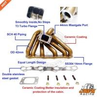 ราคา JKVK RACING 3mm Steam Pipe Ceramic Coating T3 42mm OD Exhaust Turbo Manifold For 1JZGTE 1JZ VVTi (52755233523)