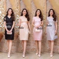 ราคา ชุดออกงาน ชุดเดรสสั้นลุคสวยหรู ชุดออกงานสาวอวบ ชุดไปงานแต่งงาน ชุดออกงานคนอ้วน (18849292816)
