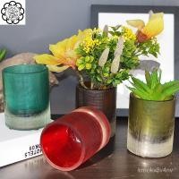 ราคา แจกันแก้วสี สีเขียวมะกอกสีเหลืองอำพันตกแต่งบ้านของตกแต่ง แจกันแก้วใสสร้างสรรค์เรียบง่าย YFXO (28651177059)