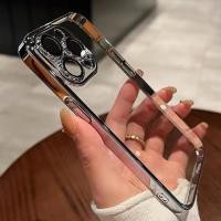 ราคา บางเฉียบหรูหราชุบเคสโทรศัพท์กันกระแทกสําหรับ iPhone 16 15 14 13 12 11 Pro Max 14 15 Plus XR XS Max 7 8 Plus กล้องป้องกันฟิล์มเคสใสฝาหลัง (22265147047)