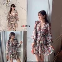 ราคา มินิเดรสแขนยาวลายดอก เดรสคาเฟ่ เดรสลายดอก (11979974922)