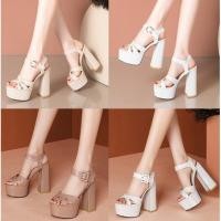 ราคา รองเท้าส้นสูงส้นใหญ่ ไซต์ 33-40 มี 2 รุ่น (6151755564)