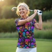 ราคา เสื้อกอล์ฟผู้หญิง Flyght Women Polo Golf Shirt fantastical mushroom (27417847753)