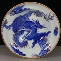ราคา 8-14-20ของเก่าทําในระยะเวลา Kangxi ของราชวงศ์ชิงชิง Kangxi Blue White Glaze Red Cross Wall ชามลายมังกรโบราณสินค้าเก่าคอลเลกชันผลิตภัณฑ์เต็มรูปแบบเครื่องลายครามเก่า (47454193065)