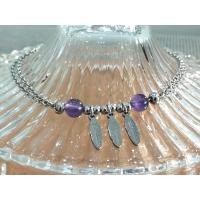 ราคา Amethyst & Stainless Steel Charms and Bead สร้อยข้อมือสแตนเลส (53006726895)