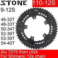 ราคา Stone ใบจานหน้าจักรยาน 110bcd แบบคู่ สําหรับ Shimano 12S 5 Bolts Crank 12 Speed Road Bike Round 46 32t 52 36T 53 39T 54 40T 50 34 48 33T 2x (16599118263)