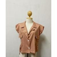 ราคา เสื้อทำงานแขนสั้นสีส้มอิฐ เนื้อผ้าดีมาก (23063991974)