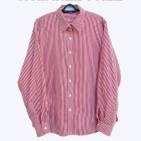 ราคา เสื้อเชิ้ตผู้ชาย คอปกแขนยาวทรงโอเวอร์ไซส์ สีแดงตัดขาว ลายทางตรง (16897959198)