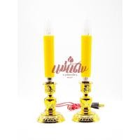 ราคา เทียนไฟฟ้า หลอดเทียนไฟฟ้า แบบเรียบ (สีเหลือง) แบบเสียบปลั๊ก พร้อมฐานเชิงเทียนสีทอง 1 คู่ (4344309934)