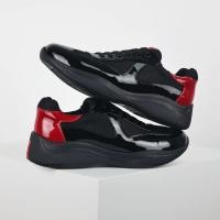 ราคา Prada สิทธิบัตรหนังรอบ Toe Lace-Up แฟชั่น Anti-Slip สวมใส่รองเท้าผู้ชายรองเท้าสบายๆ Low-Top กีฬารองเท้า (43529333709)