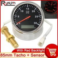 ราคา HD 3K RPM Tachometer Gauge + Tacho Sensor REV Counter with Hour Meter 85mm 3000 RPM Meter Gasoline (41028495847)