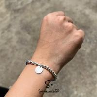 ราคา สร้อยข้อมือเงินแท้พร้อมจี้แท็กสลักชื่อ(แจ้งในแชท) สร้อยข้อมือบอลเงินแท้925 กำไลข้อมือเงินแท้ (22073182395)