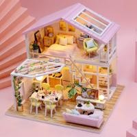 ราคา พร้อมส่งจากไทย บ้าน DIY Sweet Time 2 ชั้น ประกอบเอง มีไฟพร้อมกาว (11667882250)