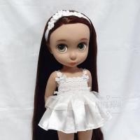 ราคา ชุดตุ๊กตา AMT16" (Disney Animator Doll) : ชุดเดรสสายเดี่ยวลูกไม้เกาะอก+สายคาดผม สีออฟไวท์ **พร้อมส่ง** (10853023596)