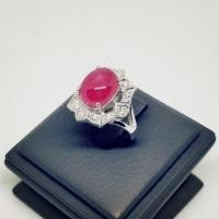 ราคา แหวนทับทิม พลอยสีแดง ล้อมเพชร แหวนเงินแท้ 925 (3326030813)