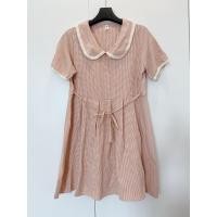 ราคา เดรสสั้น สีชมพูอมส้ม แขนสั้น คอบัว ลายตาราง free size (28354203931)