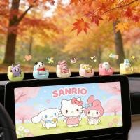 ราคา 6pcs Sanrio Anime Figures Hello Kitty Melody Kuromi Cinnamoroll Action Figure Collection ตุ๊กตาของเล่นสําหรับรถแดชบอร์ดตกแต่ง (54757309392)
