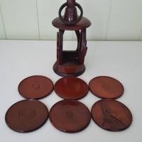 ราคา ที่รองแก้ว จานรองแก้วไม้สัก ลายช้าง (เซ็ท 6 ชิ้น) พร้อมที่เก็บ - ของมือสอง (11460900850)